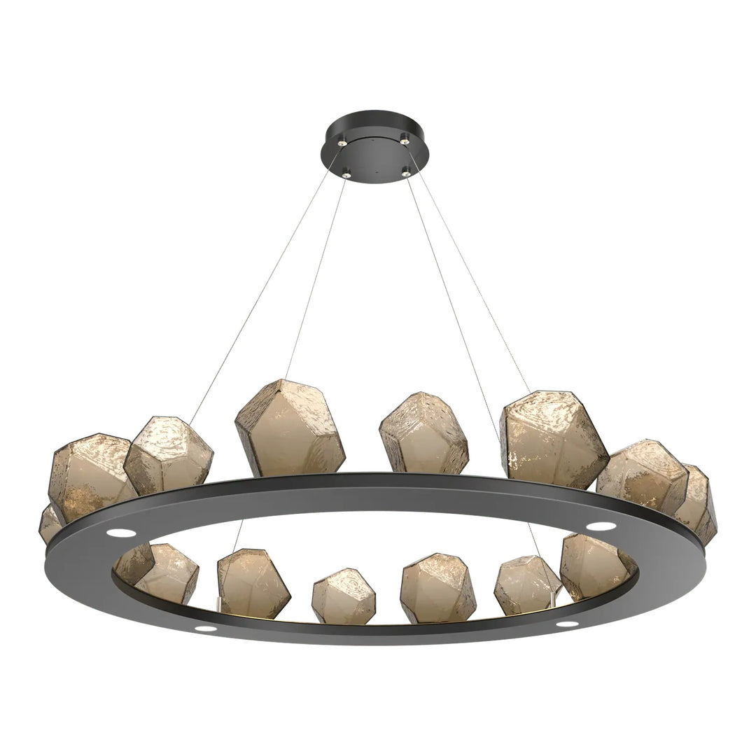 Gem Ring Chandelier by Hammerton Studio in Matte Black with Bronze glass