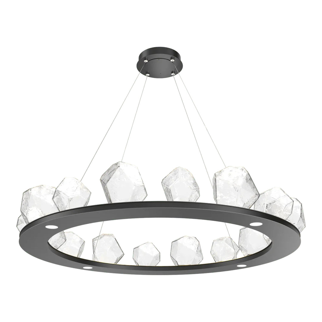Gem Ring Chandelier by Hammerton Studio in Matte Black with Clear glass