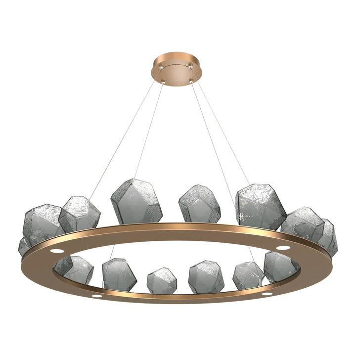 Gem Ring Chandelier by Hammerton Studio in Novel Brass with Smoke glass (Large)