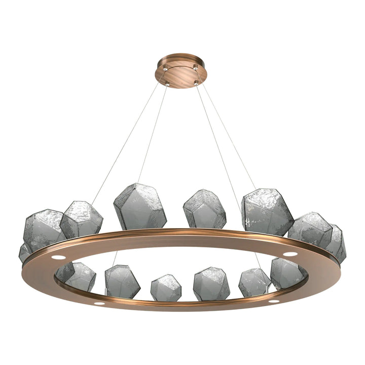 Gem Ring Chandelier by Hammerton Studio in Oil-Rubbed Bronze with Smoke glass (Large)