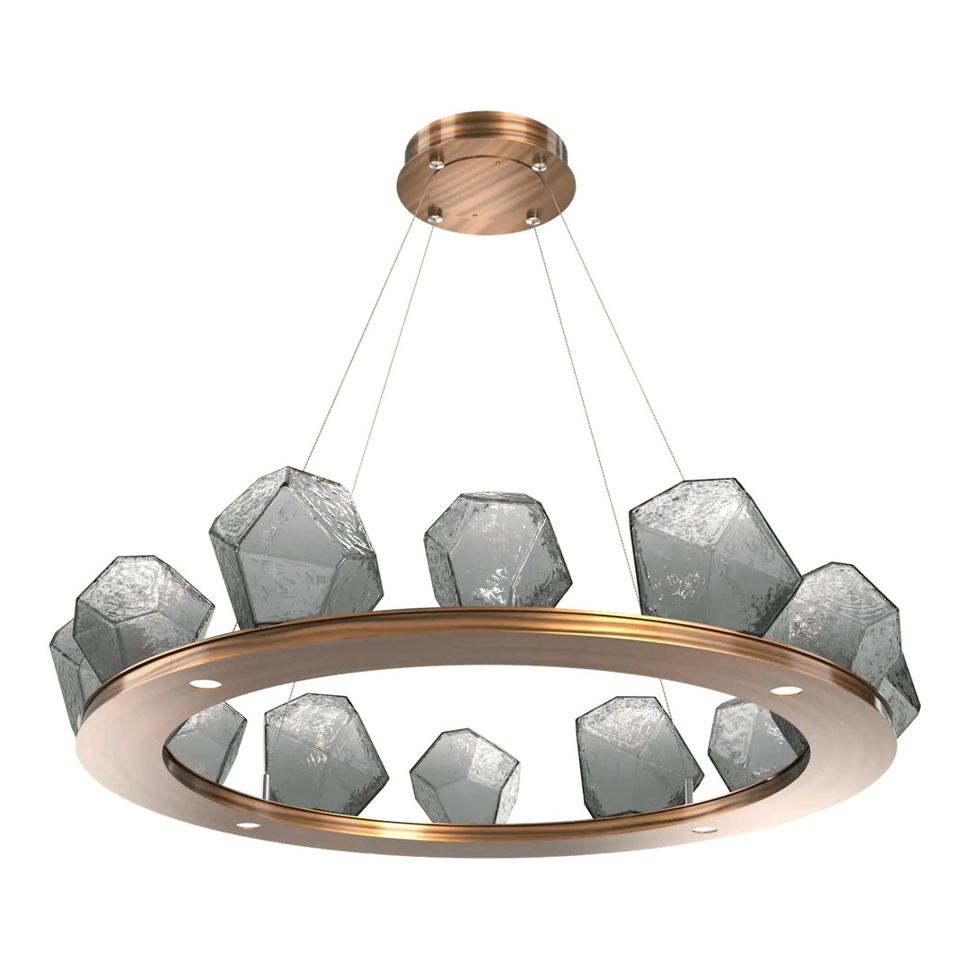 Gem Ring Chandelier by Hammerton Studio in Oil-Rubbed Bronze with Smoke glass (Medium)