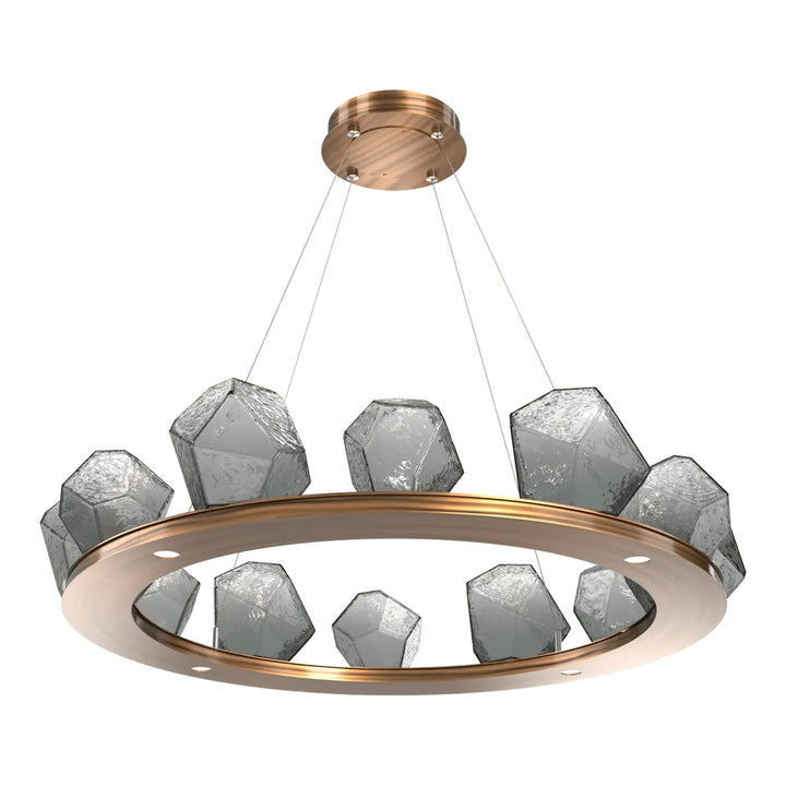Gem Ring Chandelier by Hammerton Studio in Oil-Rubbed Bronze with Smoke glass (Medium)