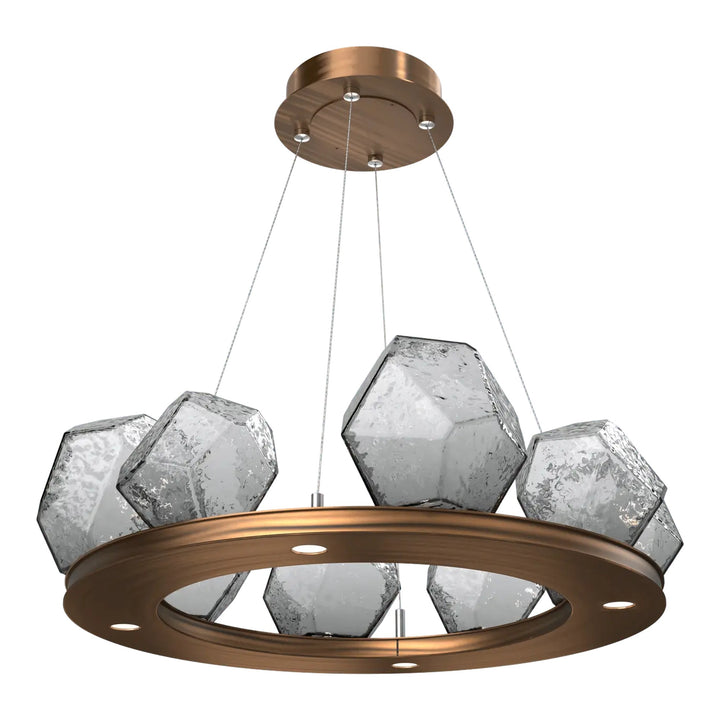 Gem Ring Chandelier by Hammerton Studio in Oil-Rubbed Bronze with Smoke glass (Small)