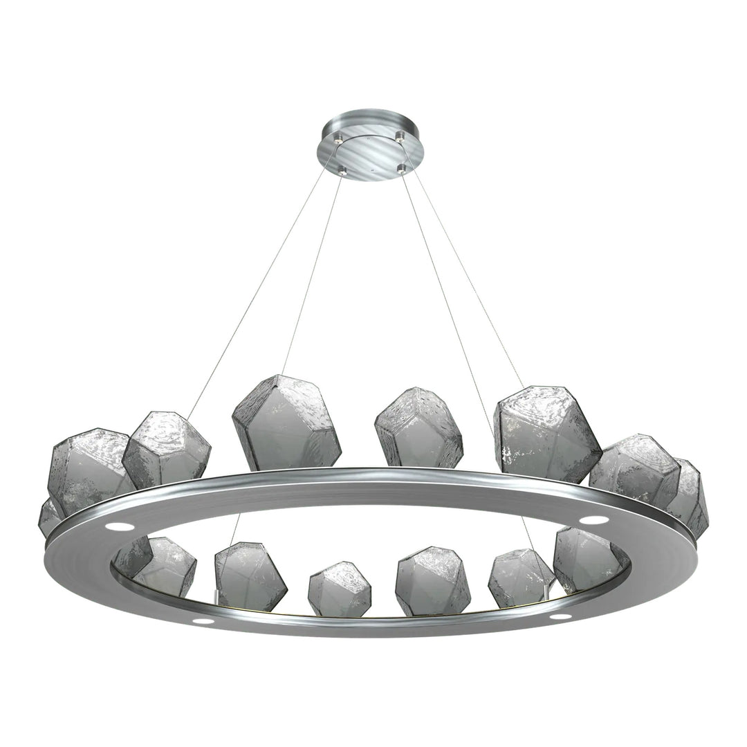 Gem Ring Chandelier by Hammerton Studio in Satin Nickel with Smoke glass (Large)