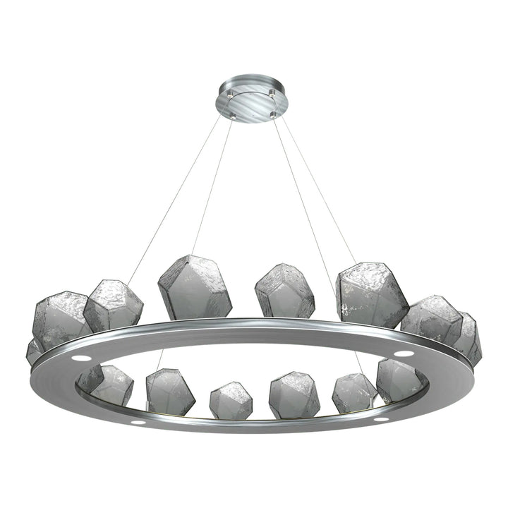 Gem Ring Chandelier by Hammerton Studio in Satin Nickel with Smoke glass (Large)