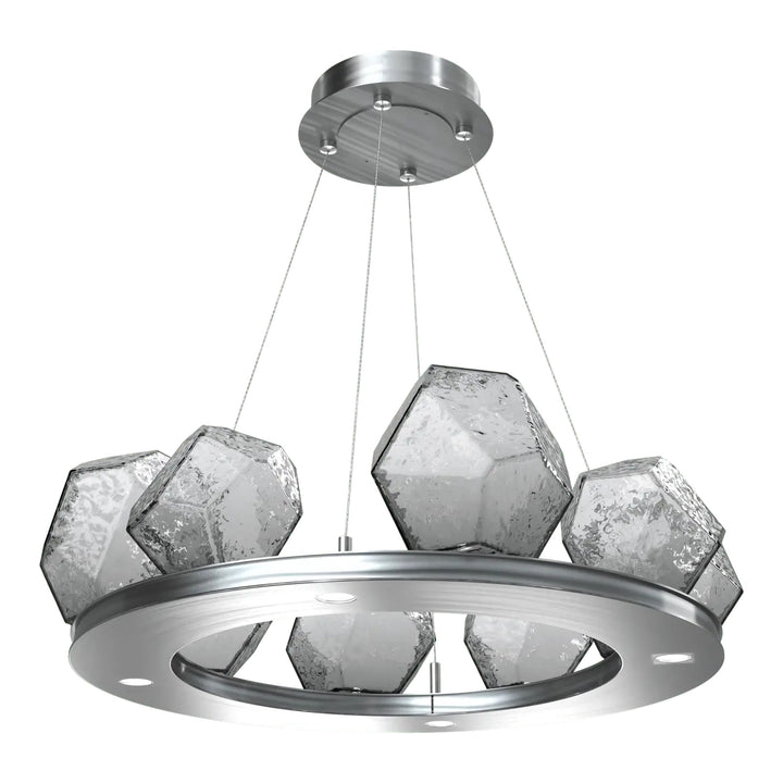 Gem Ring Chandelier by Hammerton Studio in Satin Nickel with Smoke glass (Small)