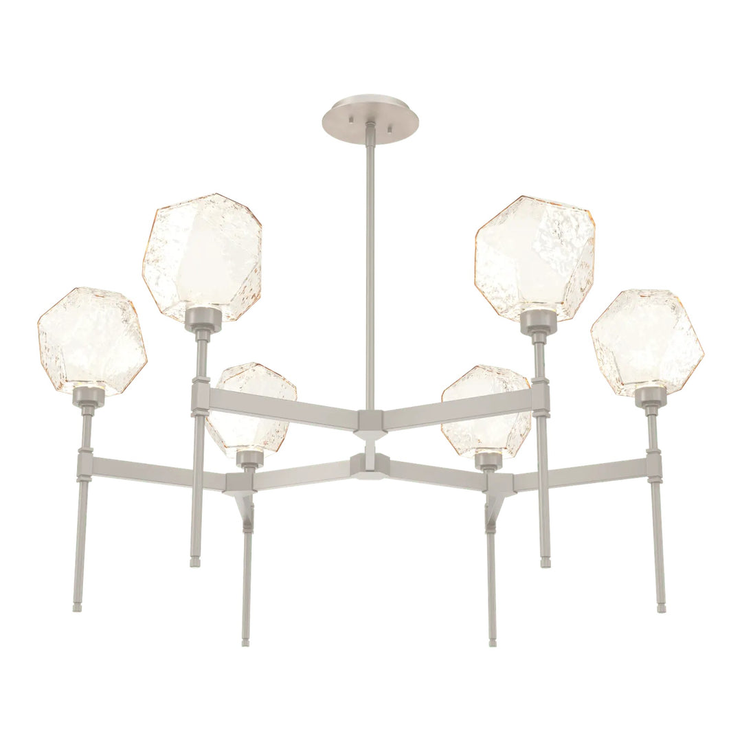 Gem Round Belvedere Chandelier by Hammerton Studio in Beige Silver with Amber glass (Single Tier)