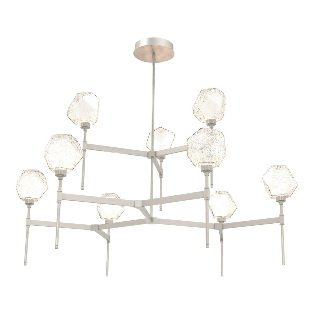 Gem Round Belvedere Chandelier by Hammerton Studio in Beige Silver with Amber glass (Two-Tier)