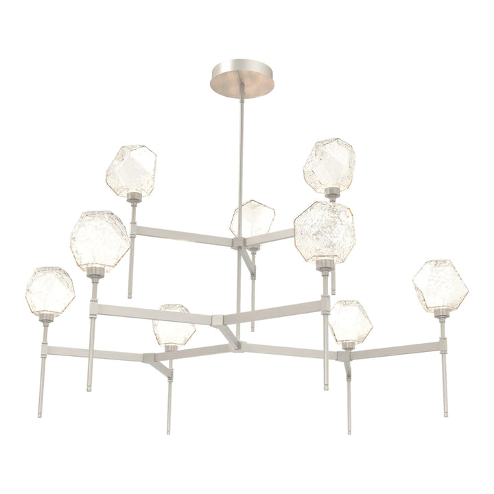 Gem Round Belvedere Chandelier by Hammerton Studio in Beige Silver with Amber glass (Two-Tier)