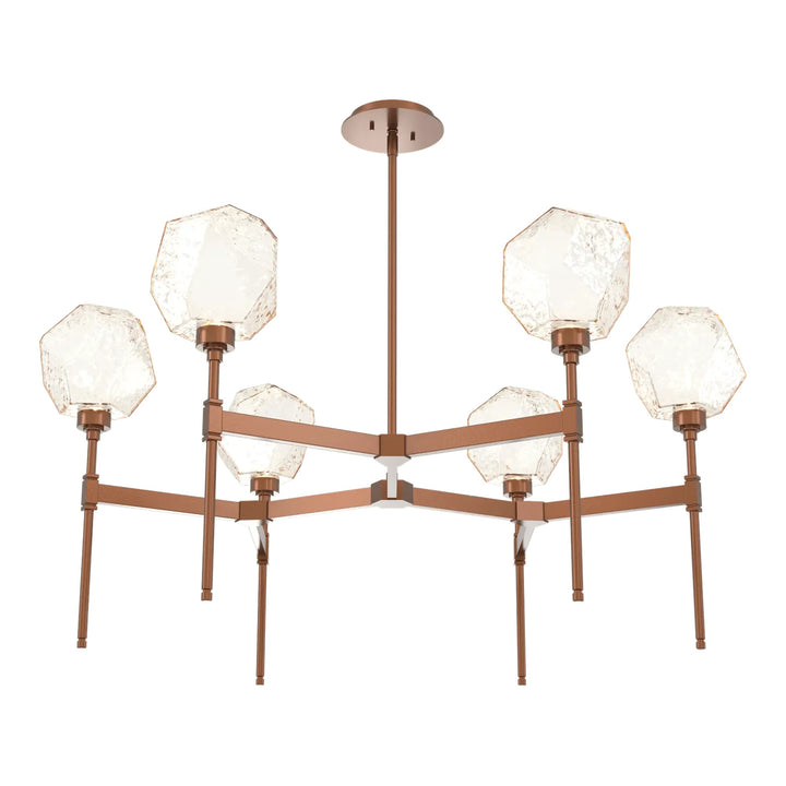 Gem Round Belvedere Chandelier by Hammerton Studio in Burnished Bronze with Amber glass (Single Tier)