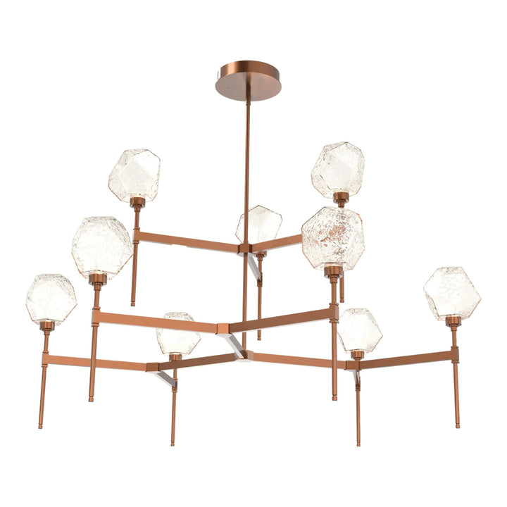 Gem Round Belvedere Chandelier by Hammerton Studio in Burnished Bronze with Amber glass (Two-Tier)
