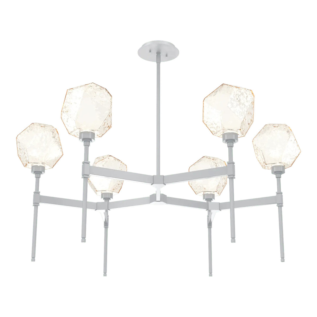 Gem Round Belvedere Chandelier by Hammerton Studio in Classic Silver with Amber glass (Single Tier)