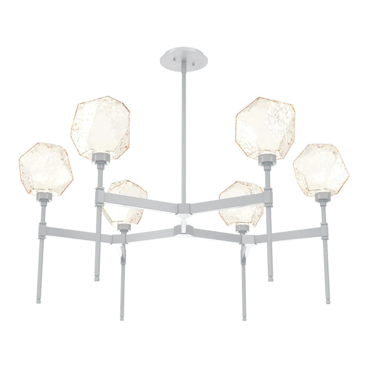 Gem Round Belvedere Chandelier by Hammerton Studio in Classic Silver with Amber glass (Single Tier)