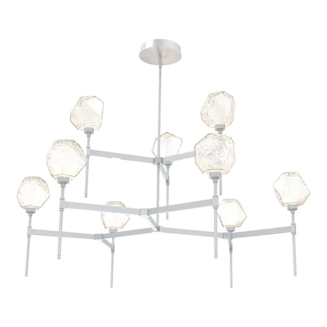 Gem Round Belvedere Chandelier by Hammerton Studio in Classic Silver with Amber glass (Two-Tier)