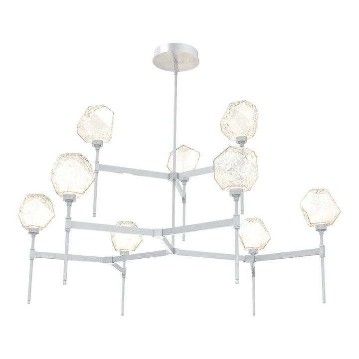 Gem Round Belvedere Chandelier by Hammerton Studio in Classic Silver with Amber glass (Two-Tier)