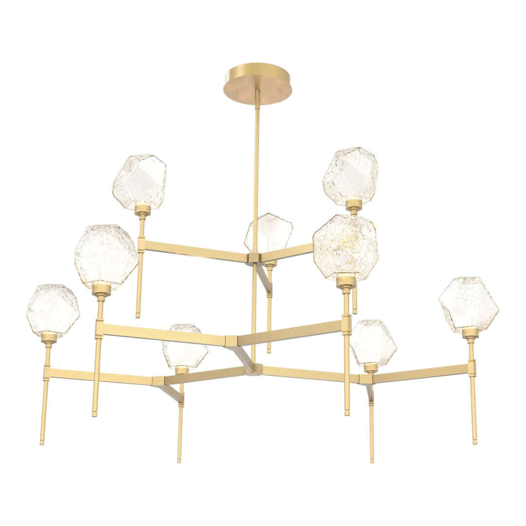 Gem Round Belvedere Chandelier by Hammerton Studio in Gilded Brass with Amber glass (Two-Tier)