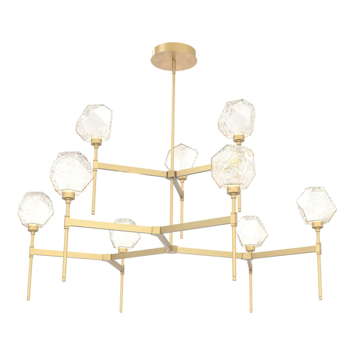 Gem Round Belvedere Chandelier by Hammerton Studio in Gilded Brass with Amber glass (Two-Tier)