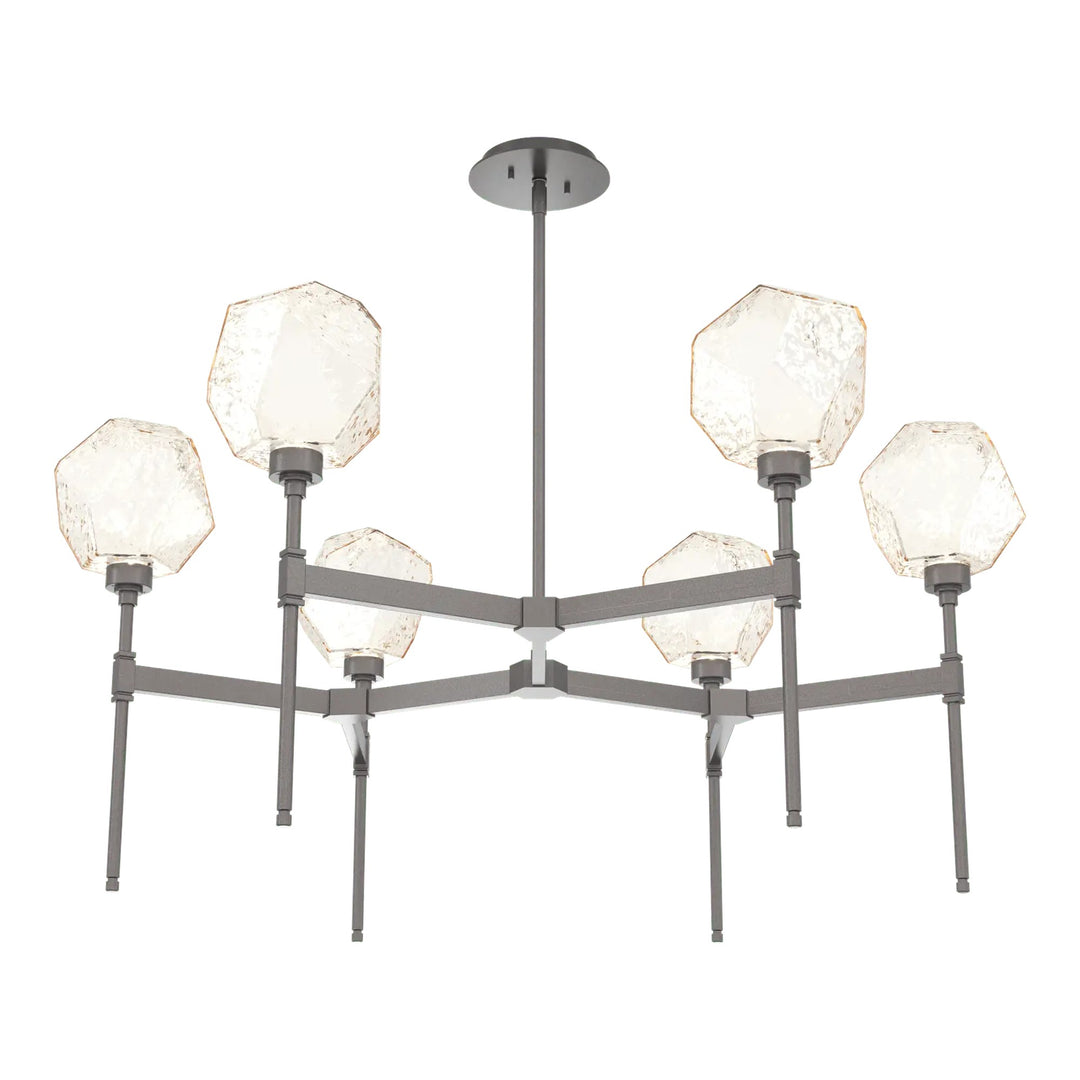 Gem Round Belvedere Chandelier by Hammerton Studio in Graphite with Amber glass (Single Tier)