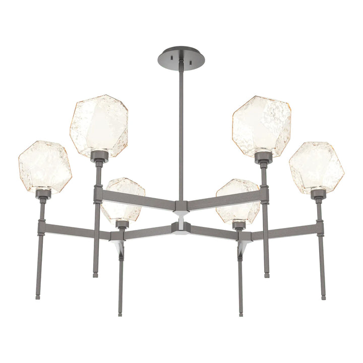 Gem Round Belvedere Chandelier by Hammerton Studio in Graphite with Amber glass (Single Tier)