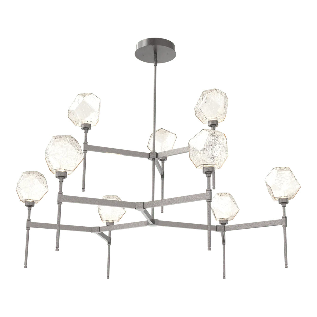 Gem Round Belvedere Chandelier by Hammerton Studio in Graphite with Amber glass (Two-Tier)