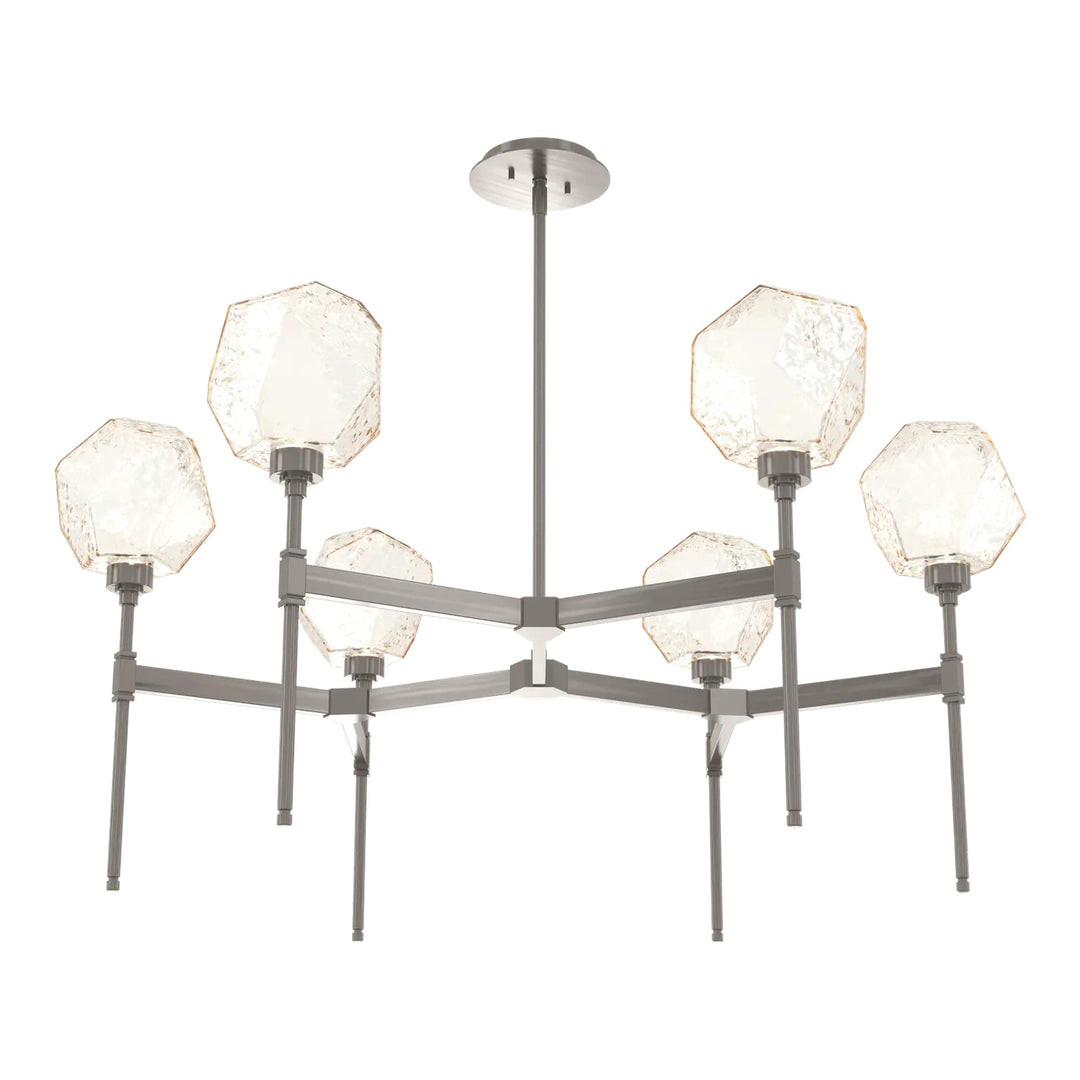 Gem Round Belvedere Chandelier by Hammerton Studio in Gunmetal with Amber glass (Single Tier)