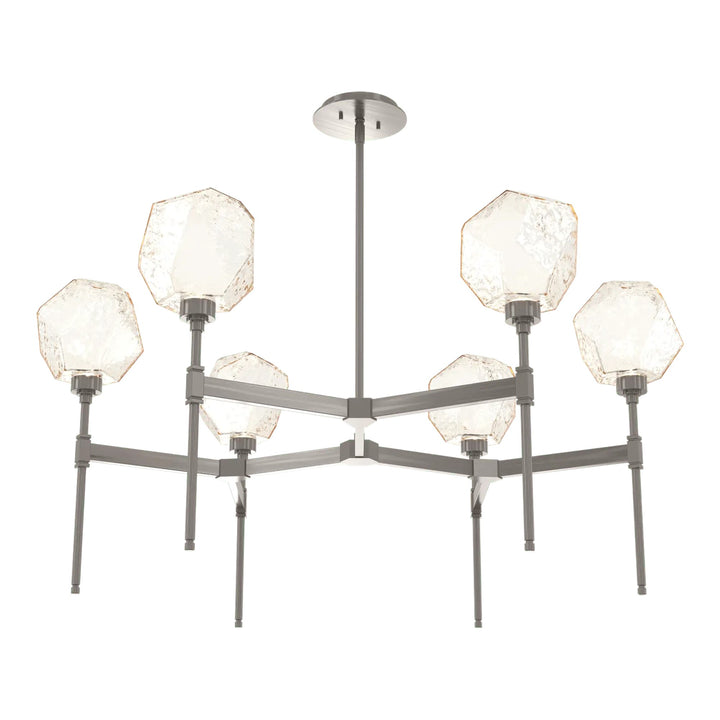 Gem Round Belvedere Chandelier by Hammerton Studio in Gunmetal with Amber glass (Single Tier)