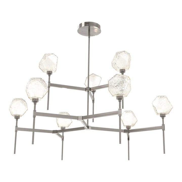 Gem Round Belvedere Chandelier by Hammerton Studio in Gunmetal with Amber glass (Two-Tier)