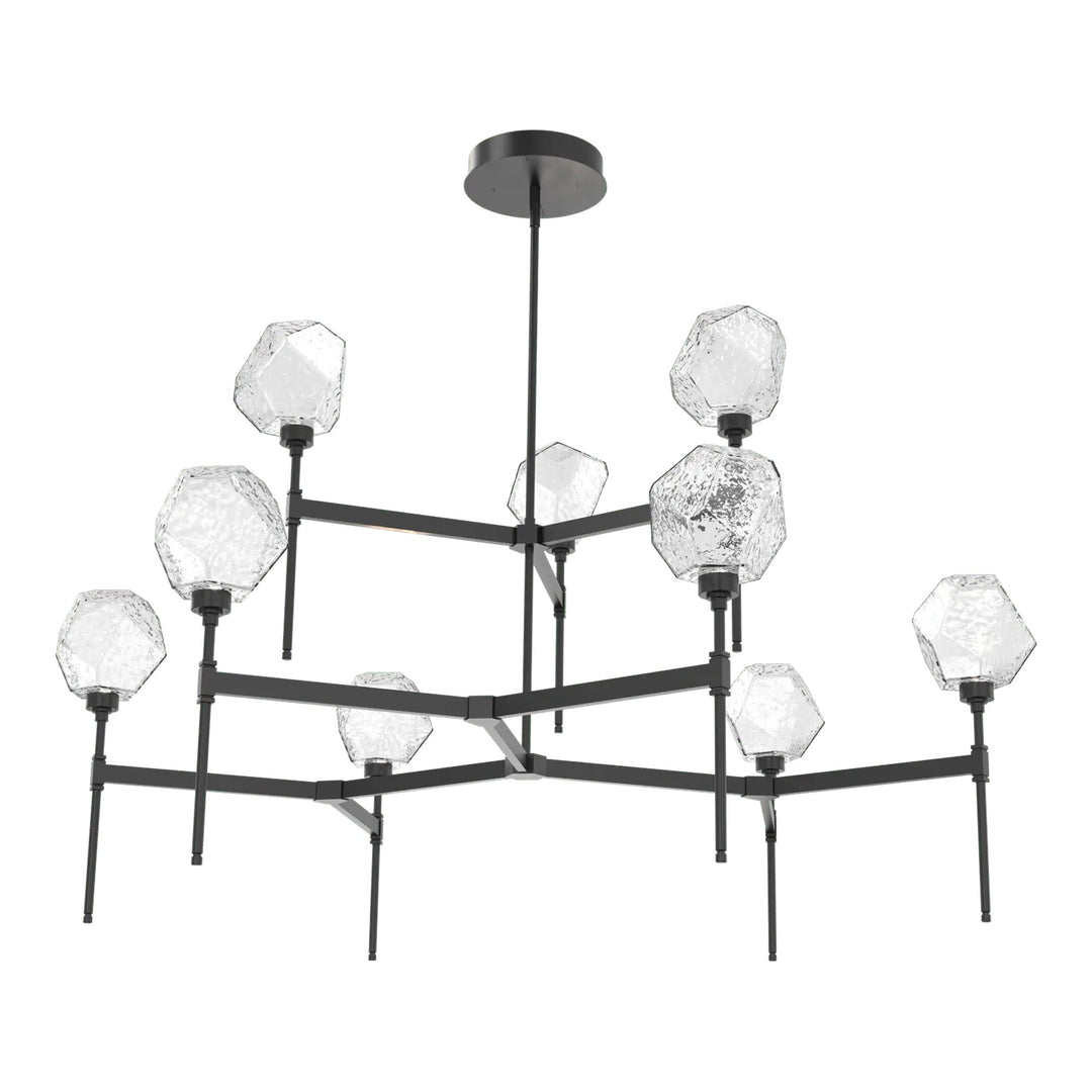 Gem Round Belvedere Chandelier by Hammerton Studio in Matte Black with Clear glass