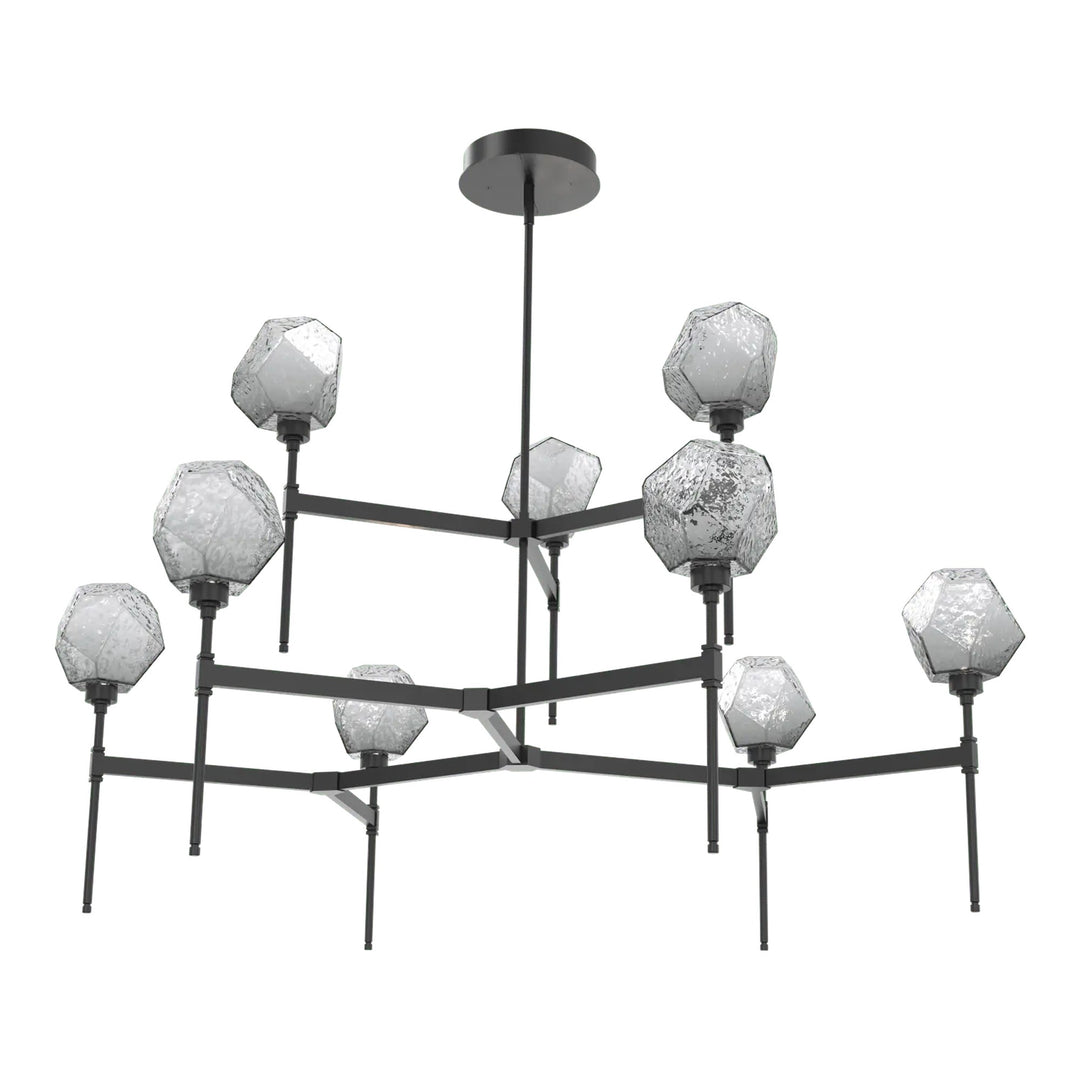 Gem Round Belvedere Chandelier by Hammerton Studio in Matte Black with Smoke glass