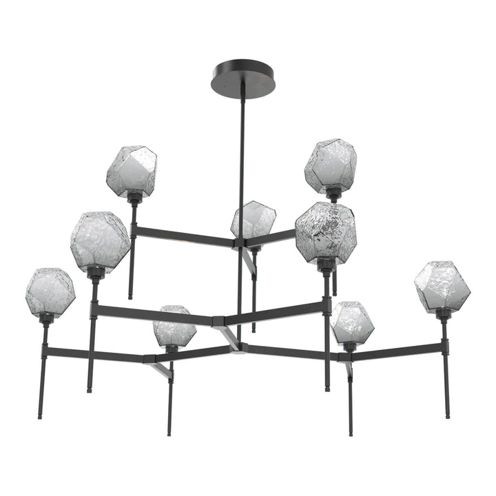 Gem Round Belvedere Chandelier by Hammerton Studio in Matte Black with Smoke glass