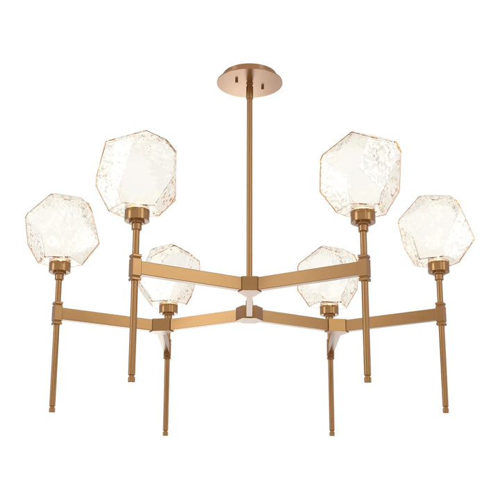 Gem Round Belvedere Chandelier by Hammerton Studio in Novel Brass with Amber glass (Single Tier)