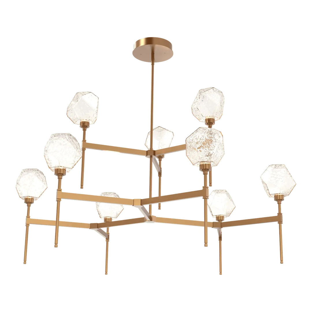 Gem Round Belvedere Chandelier by Hammerton Studio in Novel Brass with Amber glass (Two-Tier)
