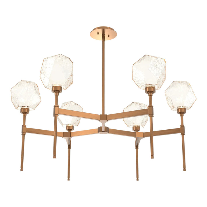 Gem Round Belvedere Chandelier by Hammerton Studio in Oil-Rubbed Bronze with Amber glass (Single Tier)