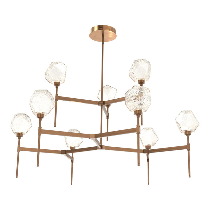Gem Round Belvedere Chandelier by Hammerton Studio in Oil-Rubbed Bronze with Amber glass (Two-Tier)