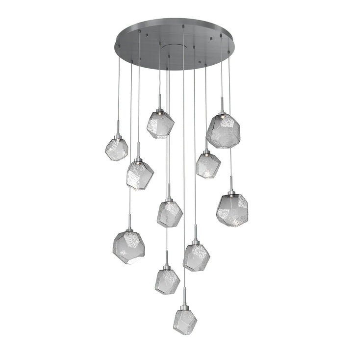 Gem Round Pendant Chandelier by Hammerton Studio in Gunmetal with Smoke glass on adjustable cord (11 Lights)