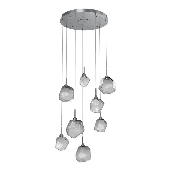 Gem Round Pendant Chandelier by Hammerton Studio in Gunmetal with Smoke glass on adjustable cord (8 Lights)