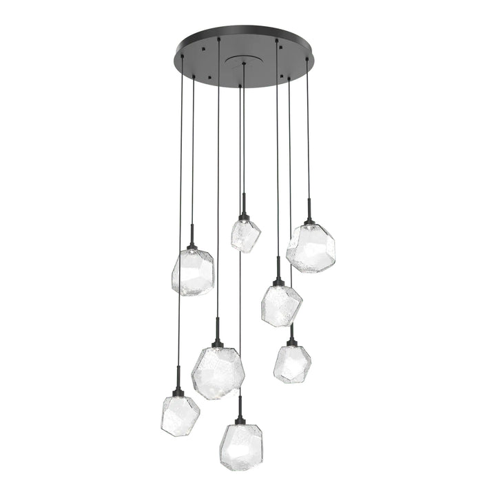 Gem Round Pendant Chandelier by Hammerton Studio in Matte Black with Clear glass