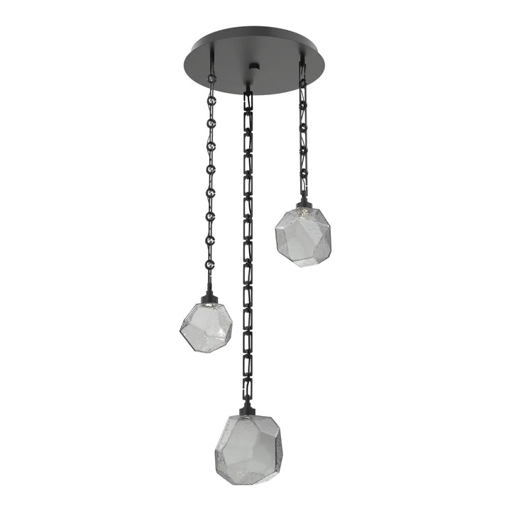 Gem Round Pendant Chandelier by Hammerton Studio in Matte Black on Rectangular Chain