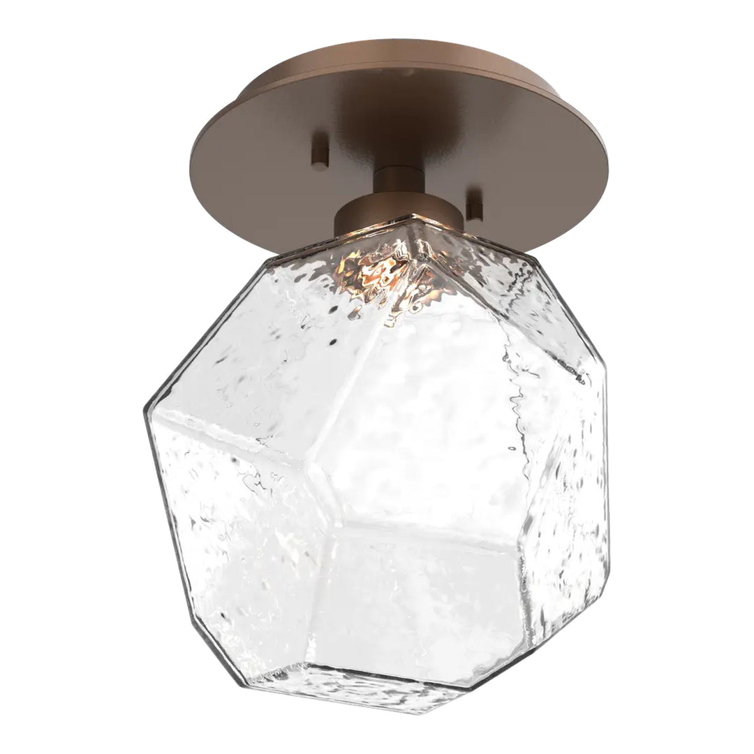Gem Single Glass Sconce &amp; Flush Mount by Hammerton Studio in Burnished Bronze with Clear glass