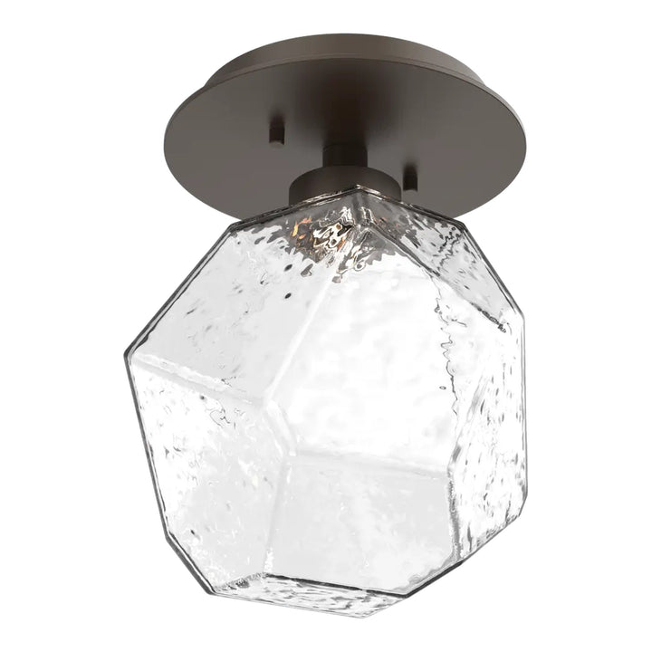 Gem Single Glass Sconce &amp; Flush Mount by Hammerton Studio in Flat Bronze with Clear glass