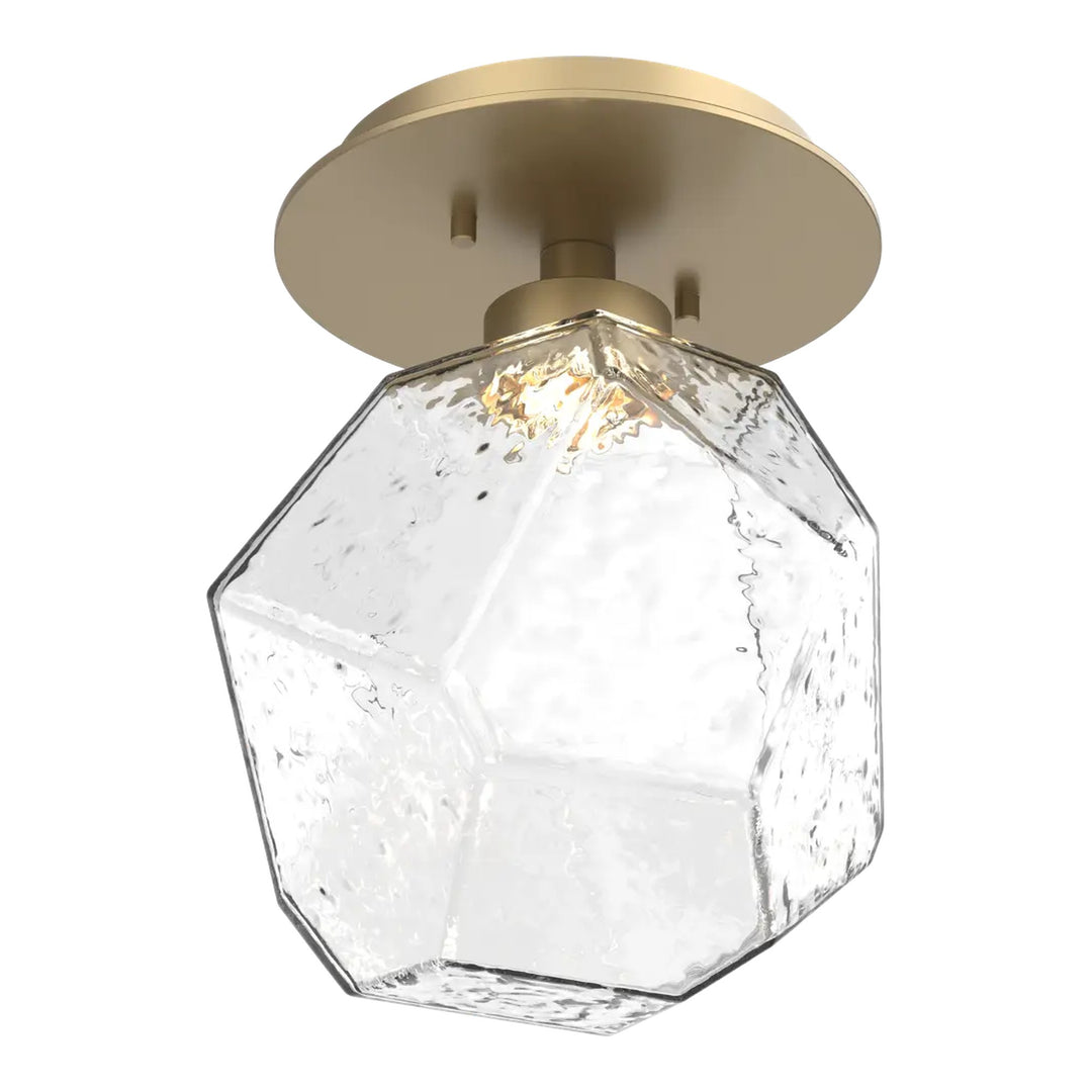 Gem Single Glass Sconce &amp; Flush Mount by Hammerton Studio in Gilded Brass with Clear glass