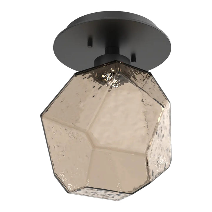 Gem Single Glass Sconce &amp; Flush Mount by Hammerton Studio in Matte Black with Bronze glass