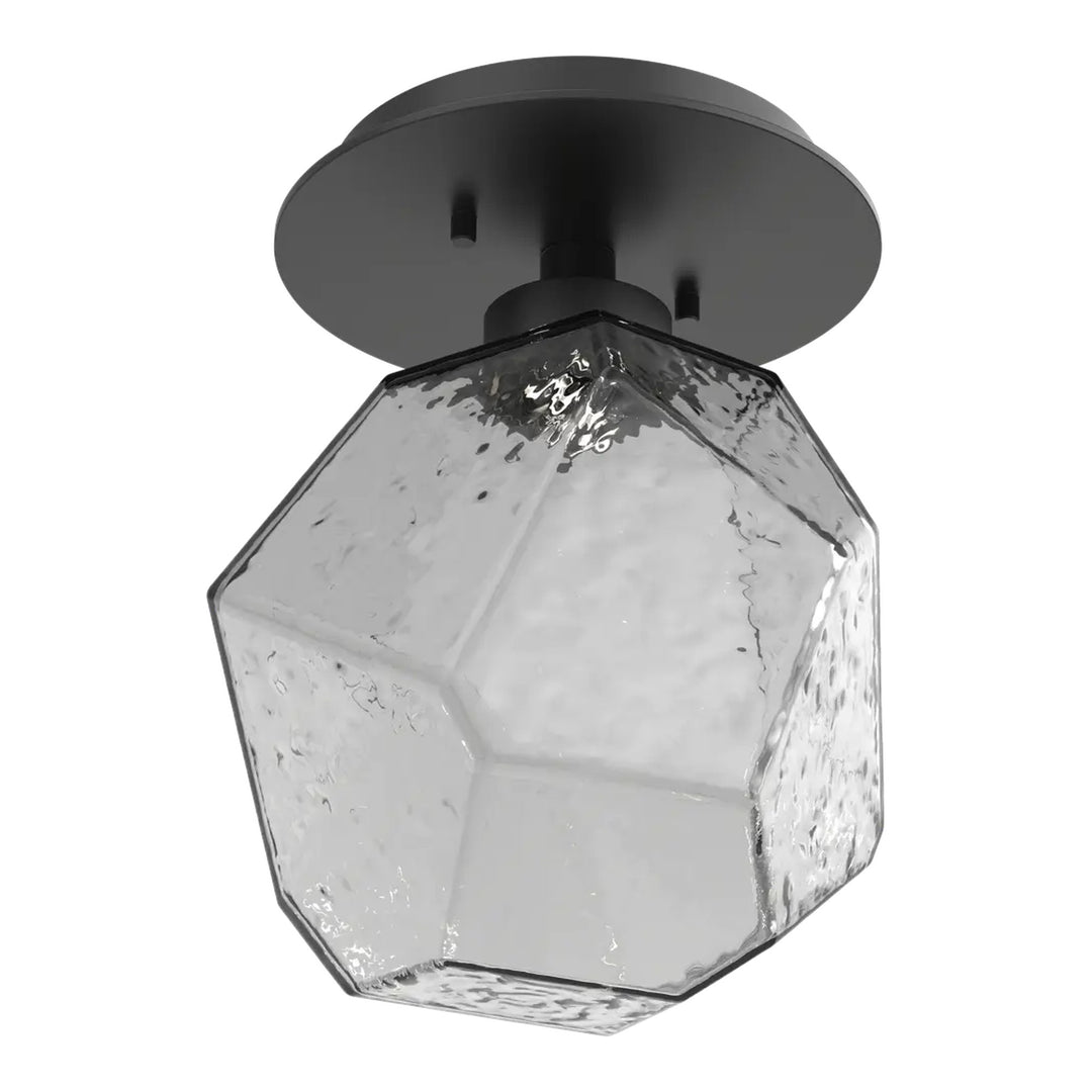 Gem Single Glass Sconce &amp; Flush Mount by Hammerton Studio in Matte Black with Smoke glass