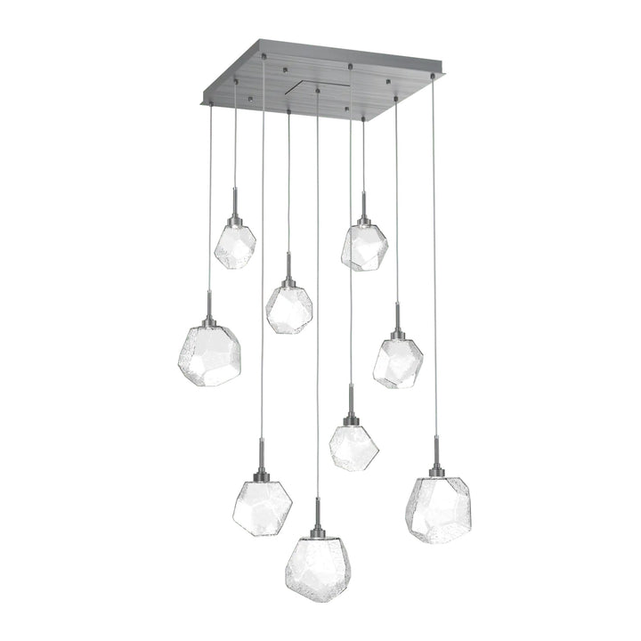 Gem Square Pendant Chandelier by Hammerton Studio in Gunmetal with Clear glass (9 Lights)