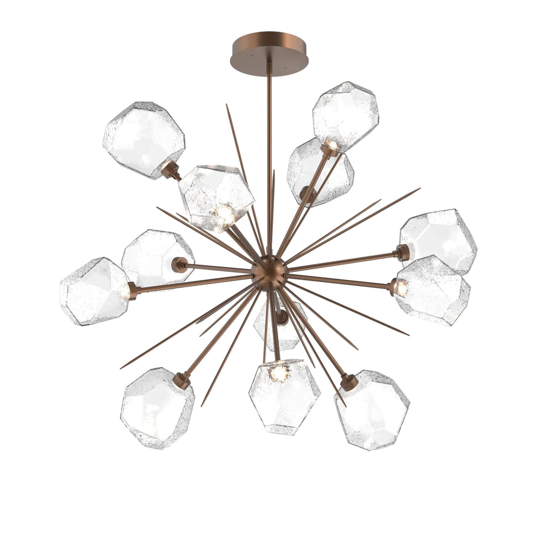Gem Starburst Chandelier by Hammerton Studio in Burnished Bronze with Clear glass (Large)