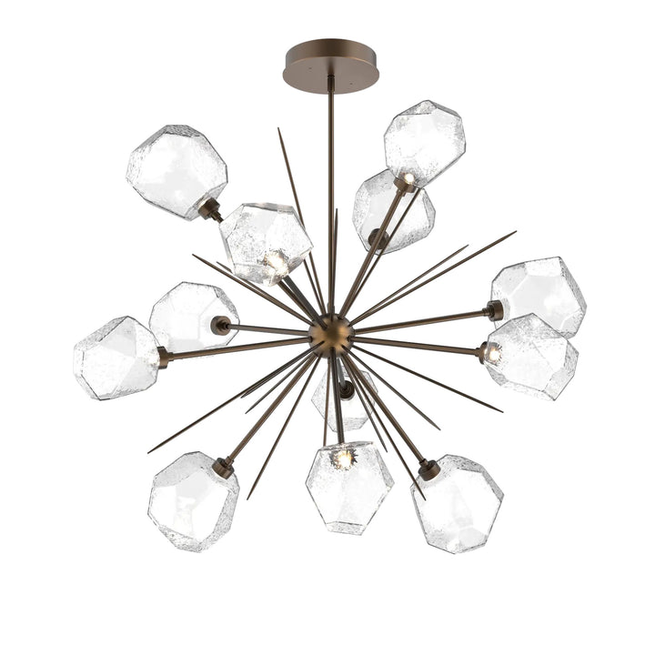 Gem Starburst Chandelier by Hammerton Studio in Flat Bronze with Clear glass (Large)
