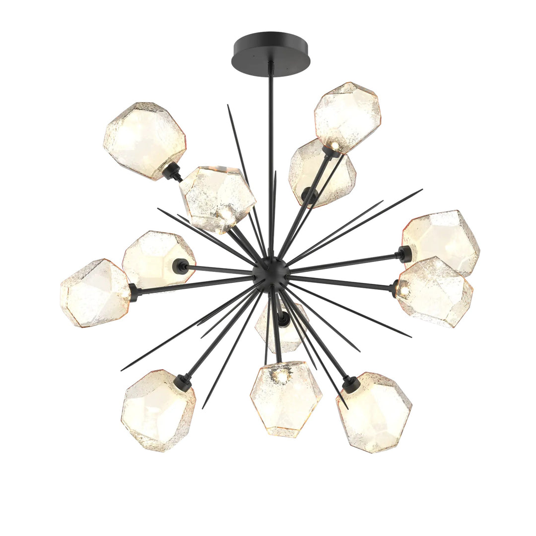 Gem Starburst Chandelier by Hammerton Studio in Matte Black with Amber glass