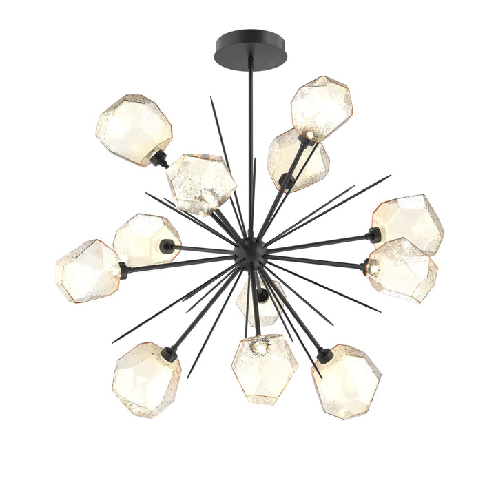 Gem Starburst Chandelier by Hammerton Studio in Matte Black with Amber glass