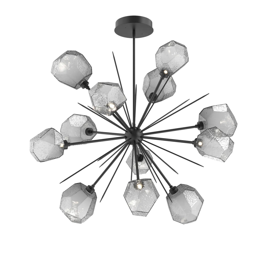 Gem Starburst Chandelier by Hammerton Studio in Matte Black with Smoke glass