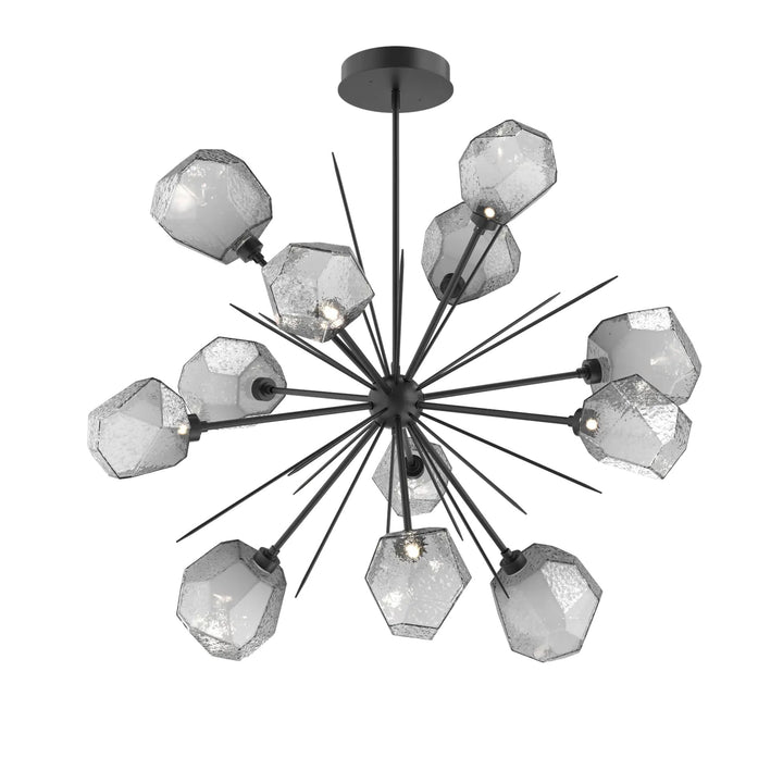 Gem Starburst Chandelier by Hammerton Studio in Matte Black with Smoke glass